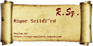 Riger Szilárd névjegykártya